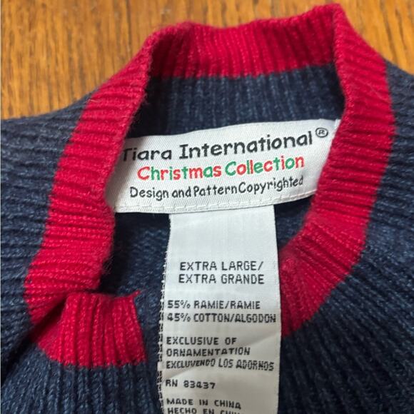 Tiara International Snowman Cardigan Ugly Christmas Sweater Ringing Bell XL - Picture 2 of 3